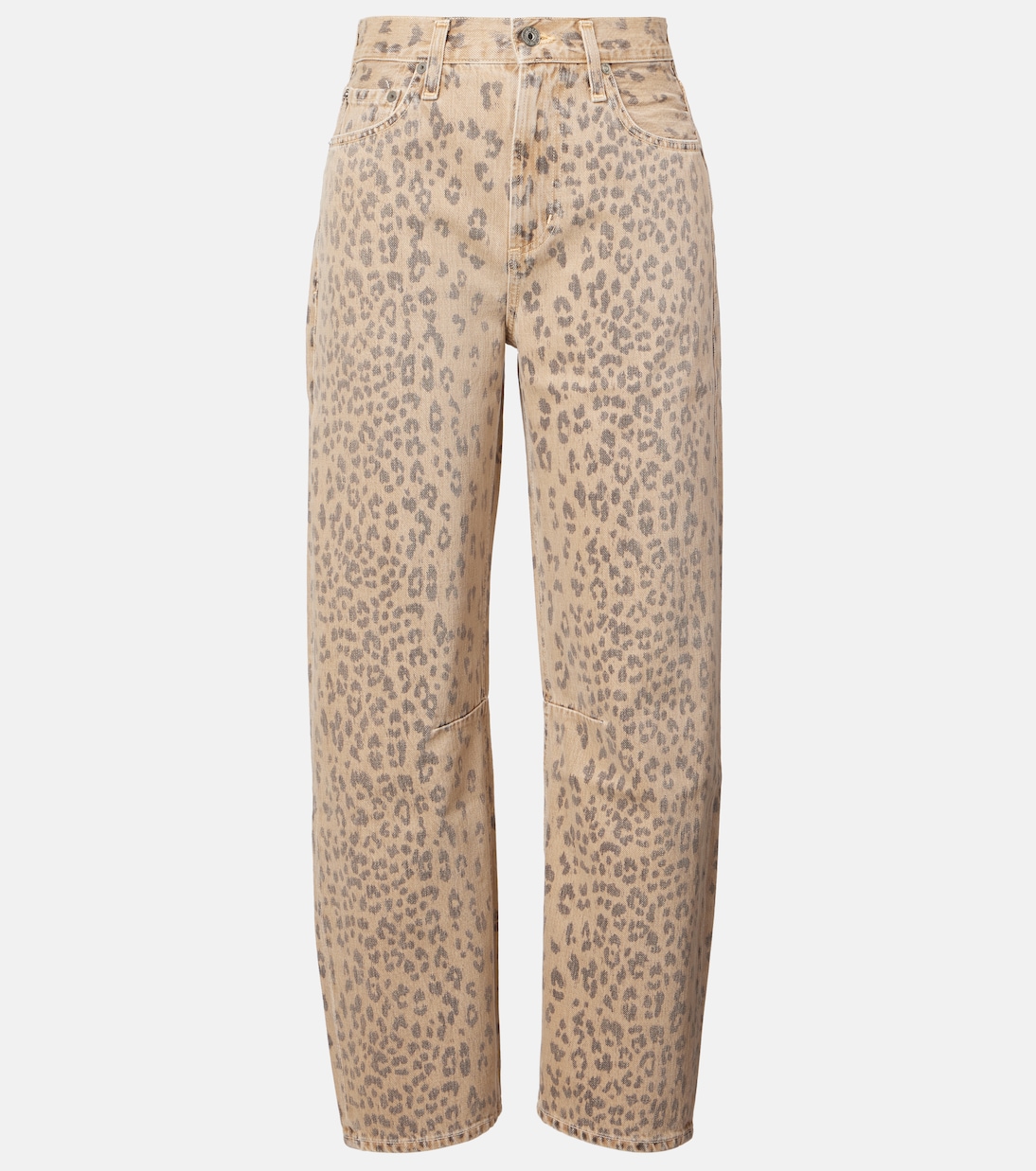 Miro Leopard-Print Barrel-Leg Jeans