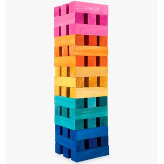 toppling tower colorful game at garden
