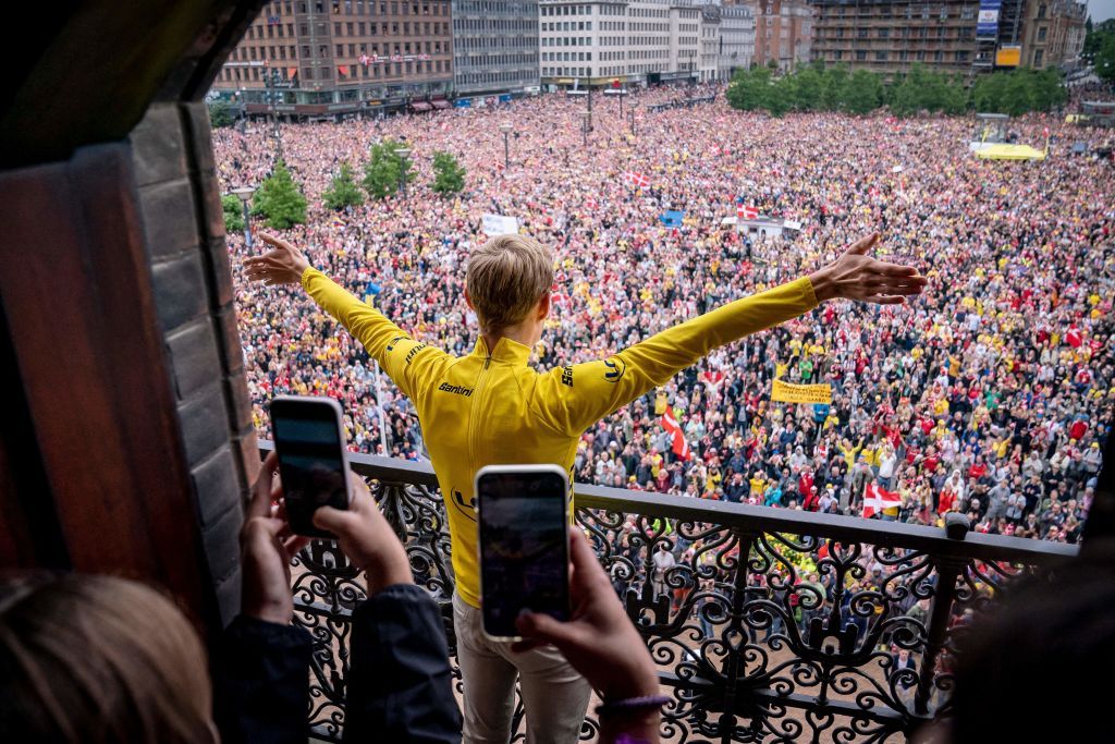 Jonas Vingegaard - the Tour de France 2022 champion - is welcomed back to Denmark in a huge celebration in Copenhagen