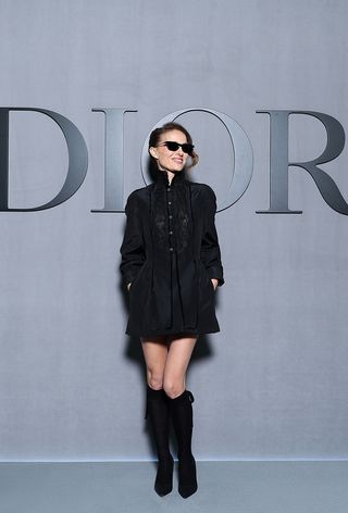 celebrity arrivals at the Dior fall/winter 2025 runway show during Paris Fashion Week