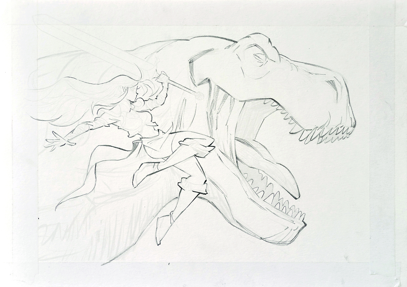 An image from a tutorial on how to draw a T-rex dinosaur
