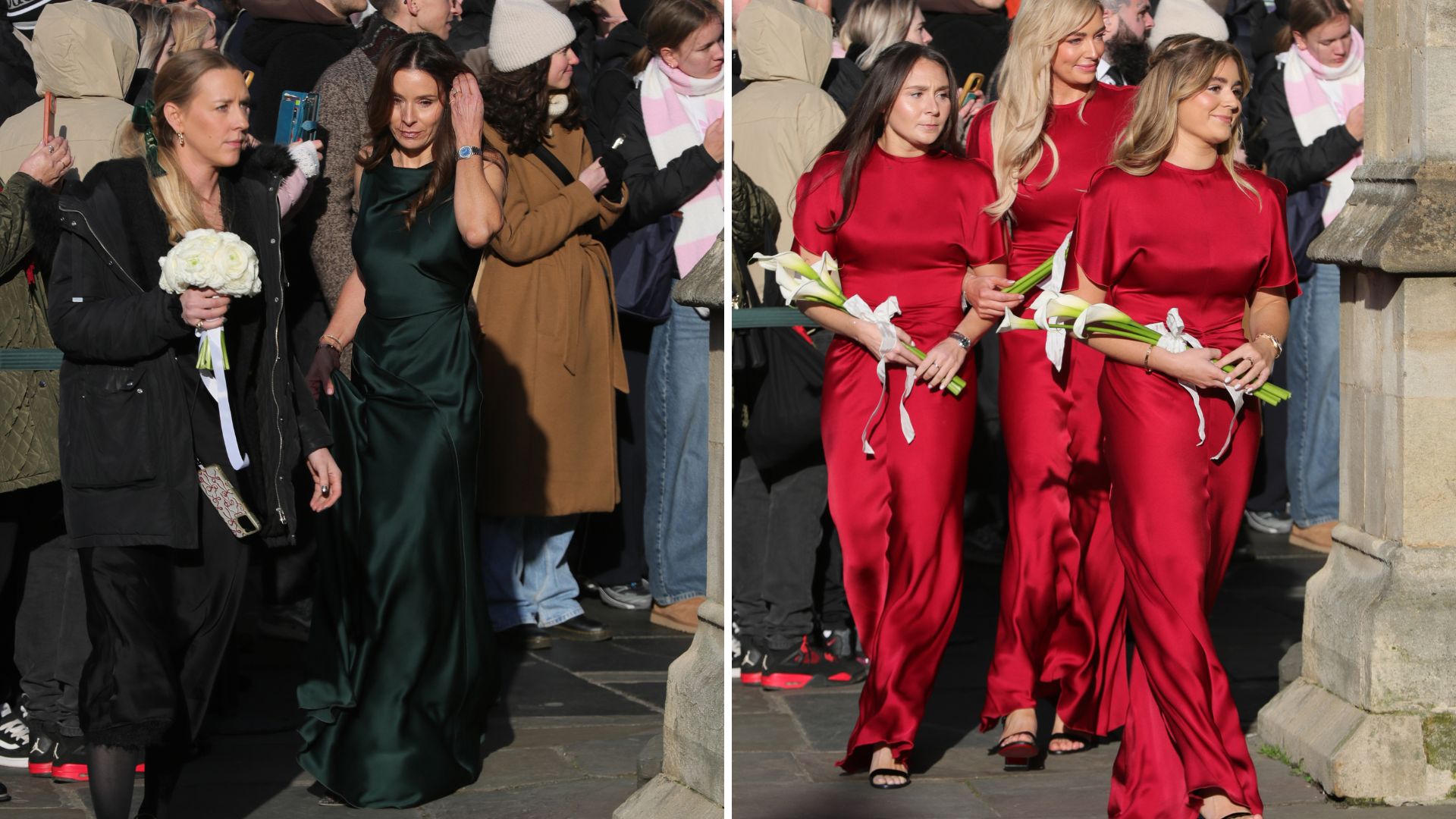 L-Tana Ramsay at the wedding of daughter Holly to Adam Peaty, R- Holly Ramsay's bridesmaids, including sister, Tilly Ramsay