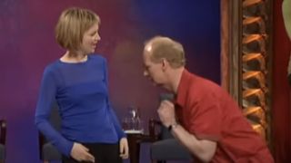 Colin inspecting Kathy Greenwood on Whose Line Is It Anyway?