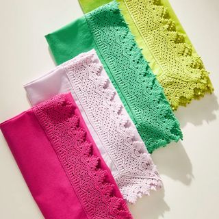 Anthropologie colorful napkins with lace trim