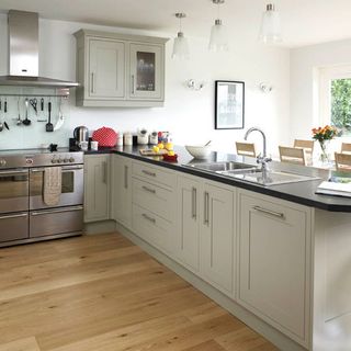 kitchen with sink and kitchen cabinets