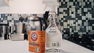 Baking soda and white vinegar on a countertop