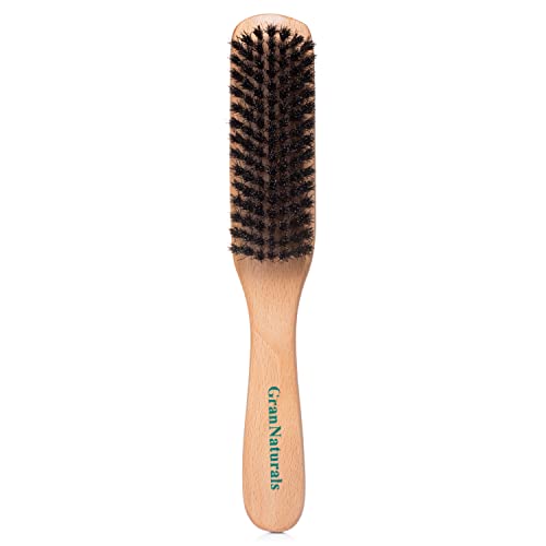 Grannaturals Boar Bristle Slick Back Hair Brush - Large Soft/medium Smoothing Hairbrush to Style, Polish, &amp;amp; Lay Hair Down Flat to Create a Sleek Frizz Free Hairstyle for Women and Men