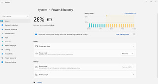 Windows 11 Health Check, measuring battery and brightness