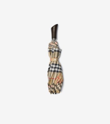 Check Folding Umbrella in Sand Beige | Burberry&amp;reg; Official