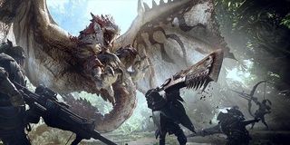 A dragon attacks in Monster Hunter: World.