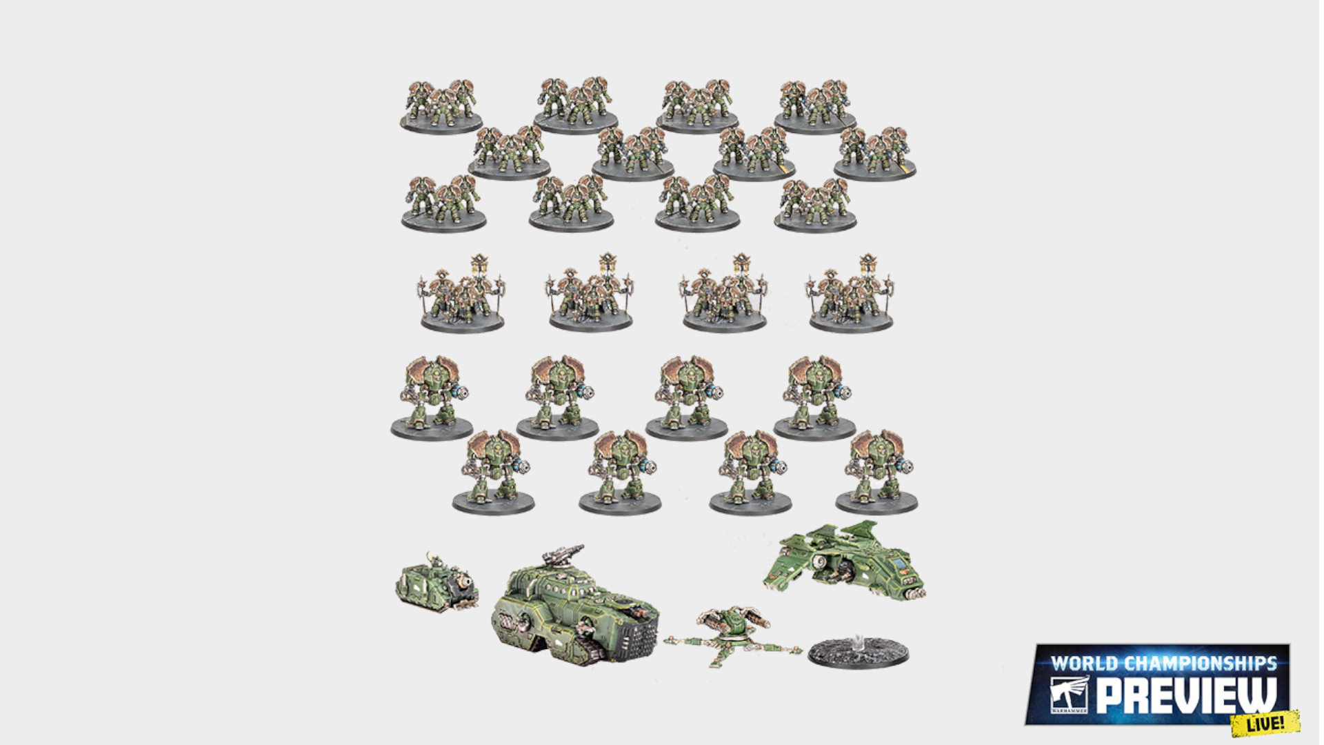 Warhammer Saturnine units for Legions Imperialis on a plain background