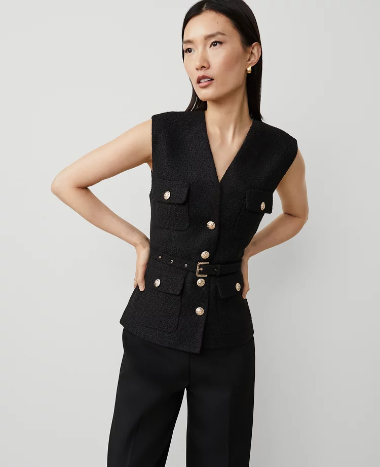 Tweed Belted Vest