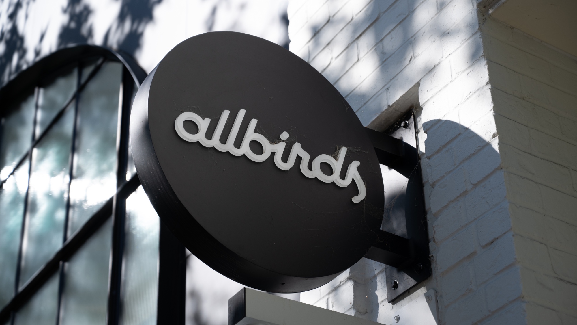 Sign on facade at shoe company Allbirds, Walnut Creek, California, August 25, 2025. 
