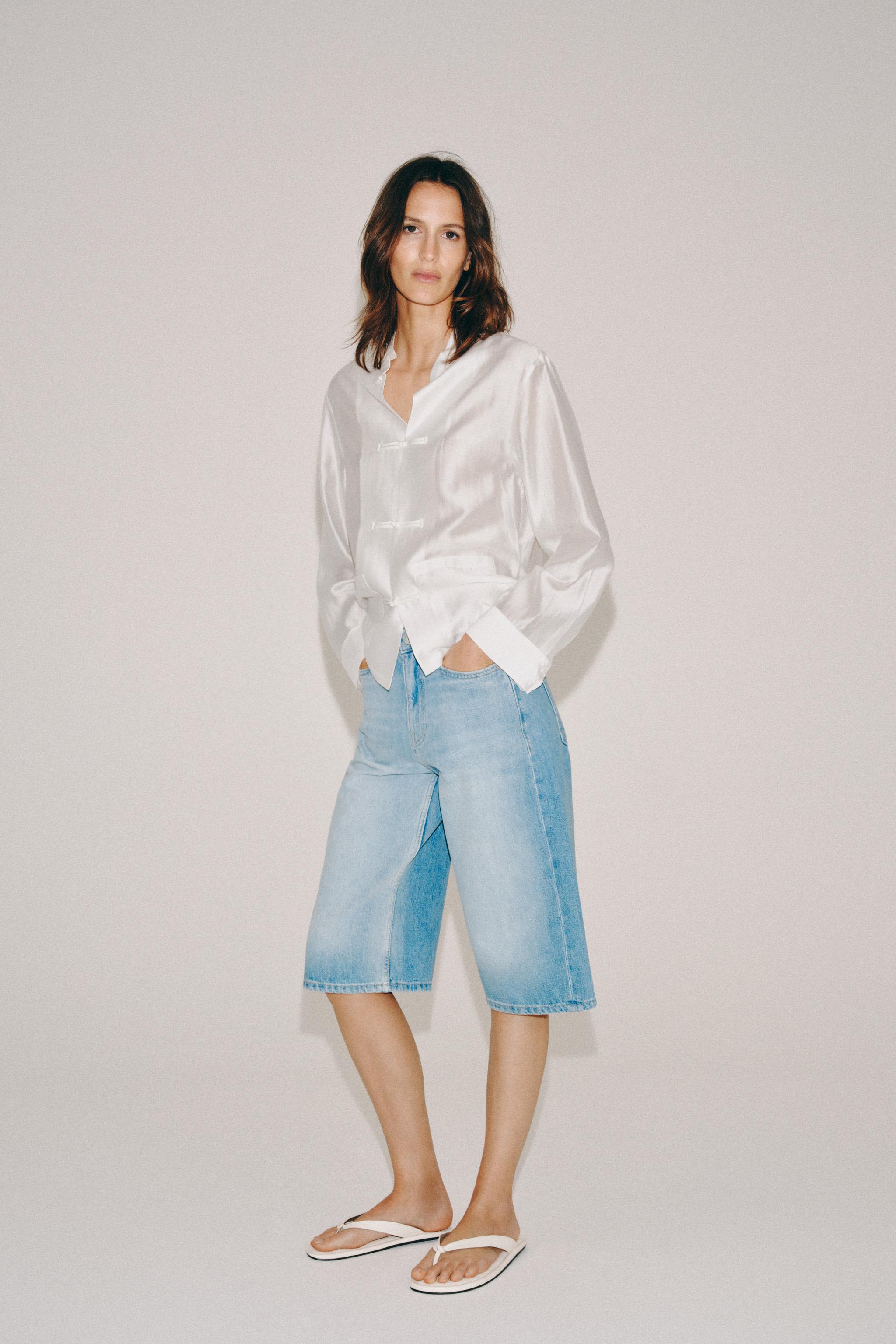 Satin Effect Frog Clasp Shirt Zw Collection