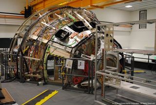 The front end of a mock Orion capsule at the Lockheed Martin facility in Littleton, Colorado.