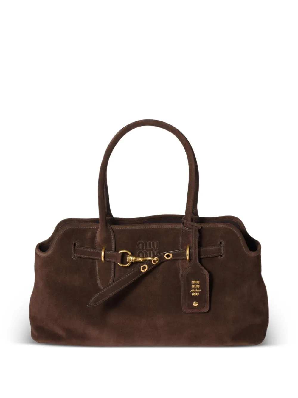 Miu Miu Aventure Suede Buckle-Fastening Tote Bag | Os