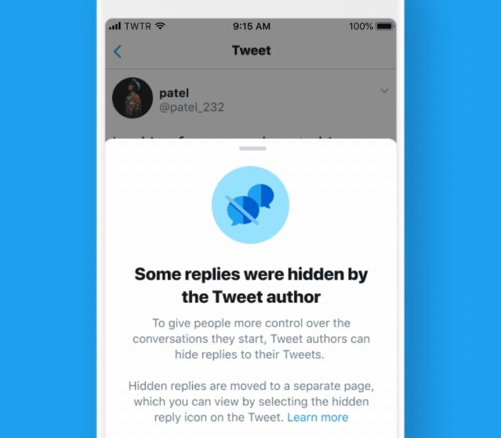 Twitter hide replies