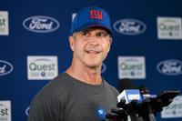 WHITE SULPHUR SPRINGS, WEST VIRGINIA - AUGUST 3: Head coach John Harbaugh of the New York Giants speaks with the media during training camp at The Greenbrier on August 3, 2026 in White Sulphur Springs, West Virginia. (Photo by Ryan Hunt/Getty Images)