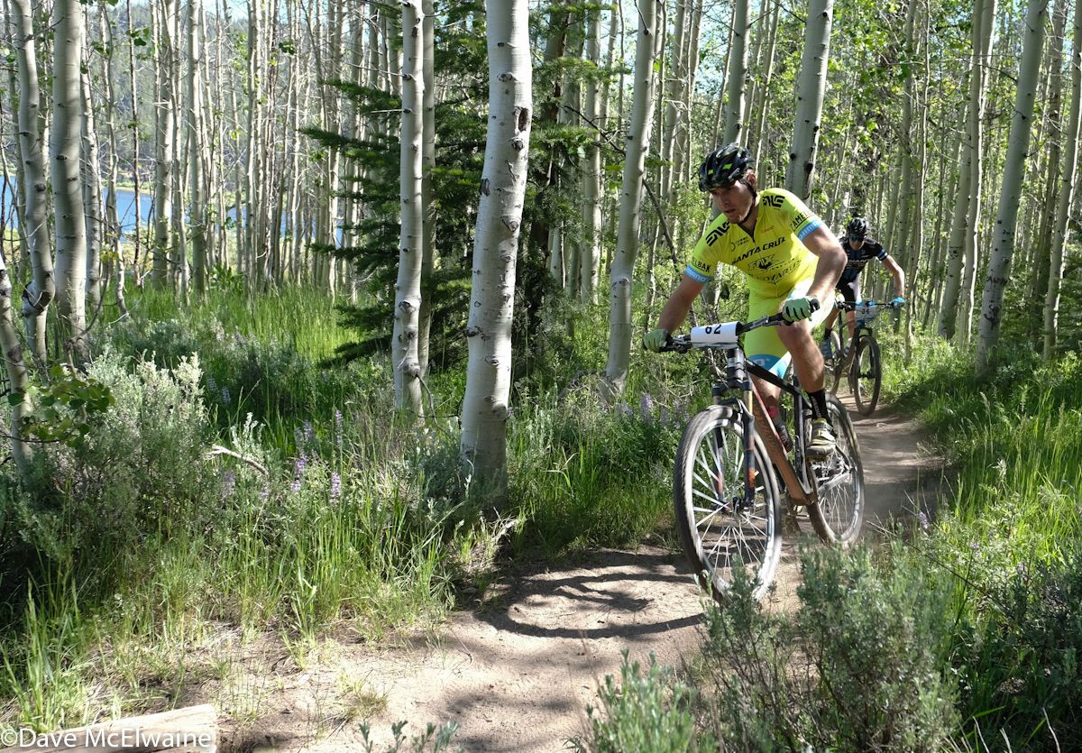 Riders circling Spooner Lake after one solid hour of climbing