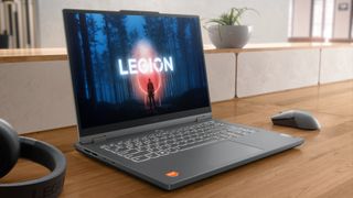 Lenovo Legion Slim 5 gaming laptop on a desk.