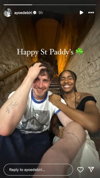 Ayo Edebiri and Paul Mescal celebrating St. Patrick's Day, posted on Edebiri's Instagram Story