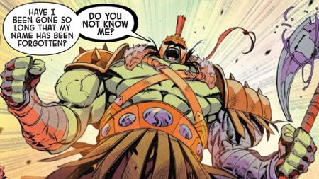 Hulk in his gladiator armor, on a rampage