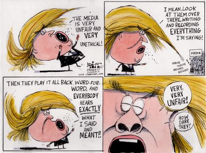 Political cartoon US Trump and the media election 2016