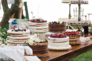 dessert table with cakes