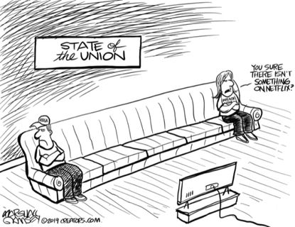 Political Cartoon U.S. State of union Netflix couple