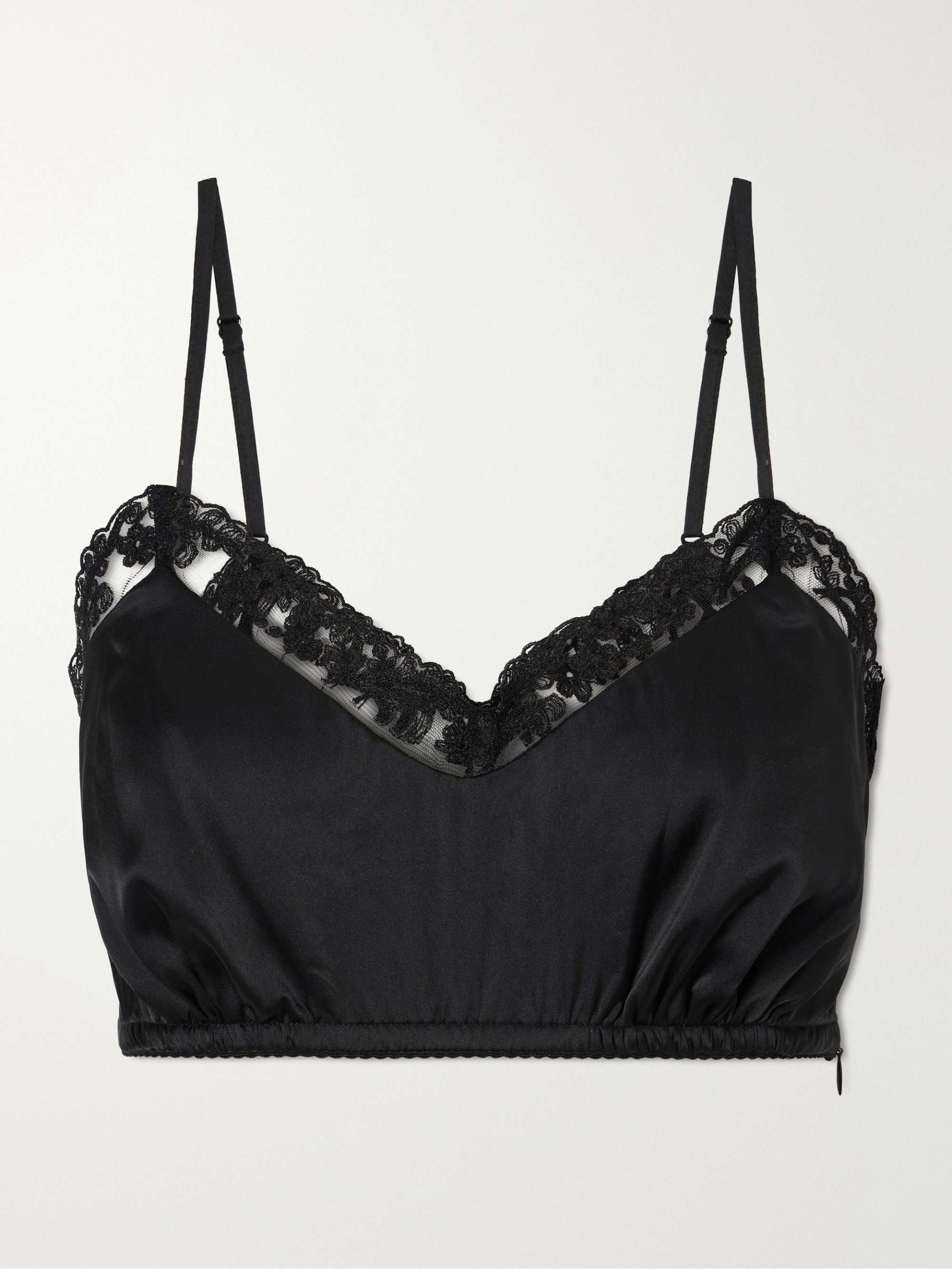 Lace-Trimmed Satin Bralette