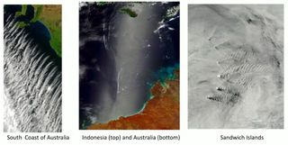 Images from NASA satellites show atmospheric gravity waves on Earth.