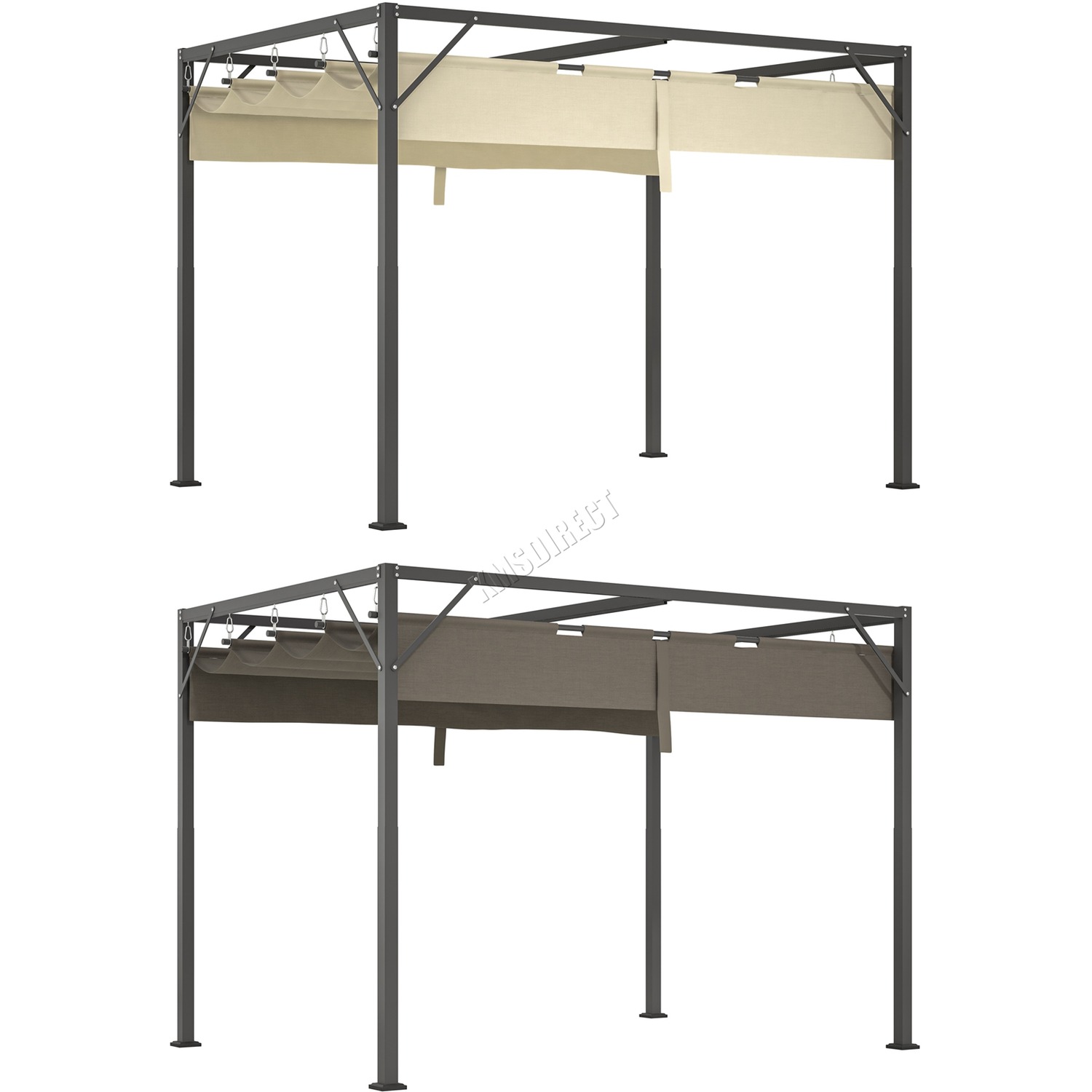 The Range, BIRCHTREE Pergola Steel Frame 3x2M PE Canopy Adjust Shade Pergola