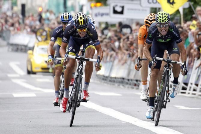 Alejandro Valverde (Movistar) outsprinted Roman Kreuziger (Saxo-Tinkoff) for second place at Clasica San Sebastian