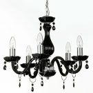 black coloured chandelier with white background