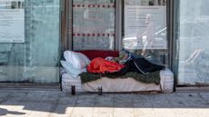 a mattress on a street with sleeping bag in Clacton