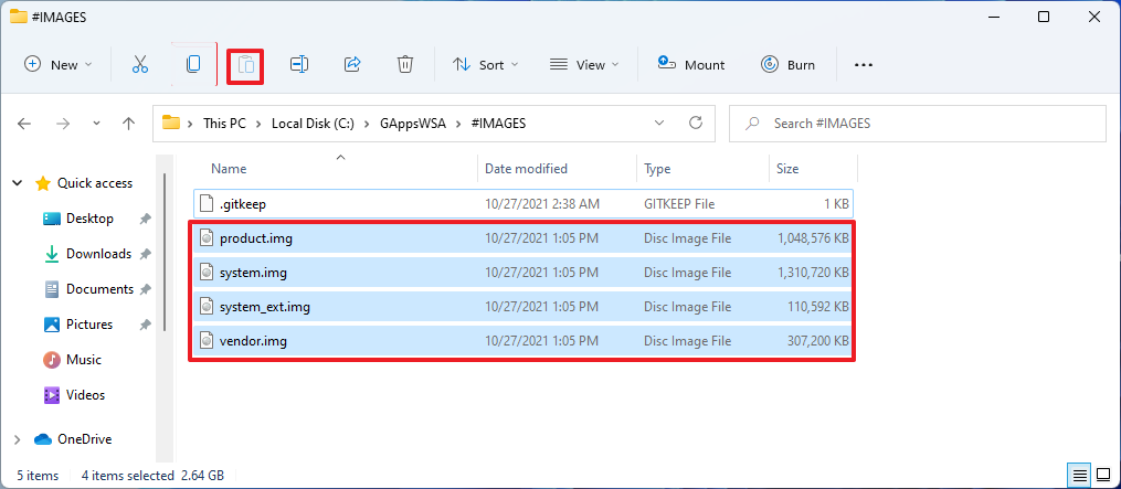 Paste images on GAppsWSA Images folder