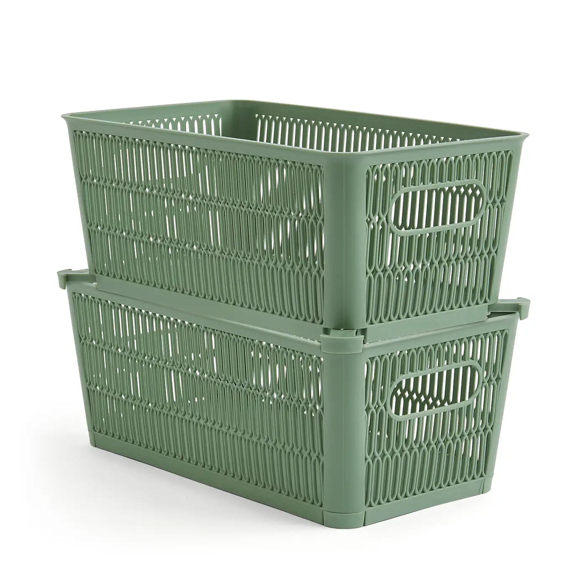Dunelm , Stacking Kitchen Storage Baskets, Green