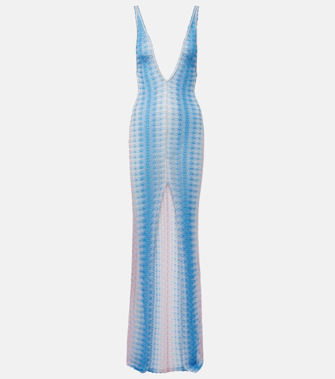 Zigzag Ombré Lamé Maxi Dress