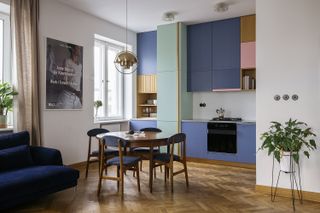 kitchen color schemes blue green and pink cabinets