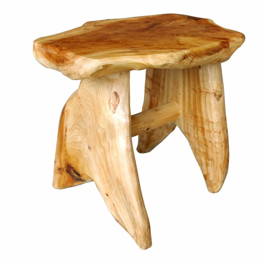 A bathroom stool in wood