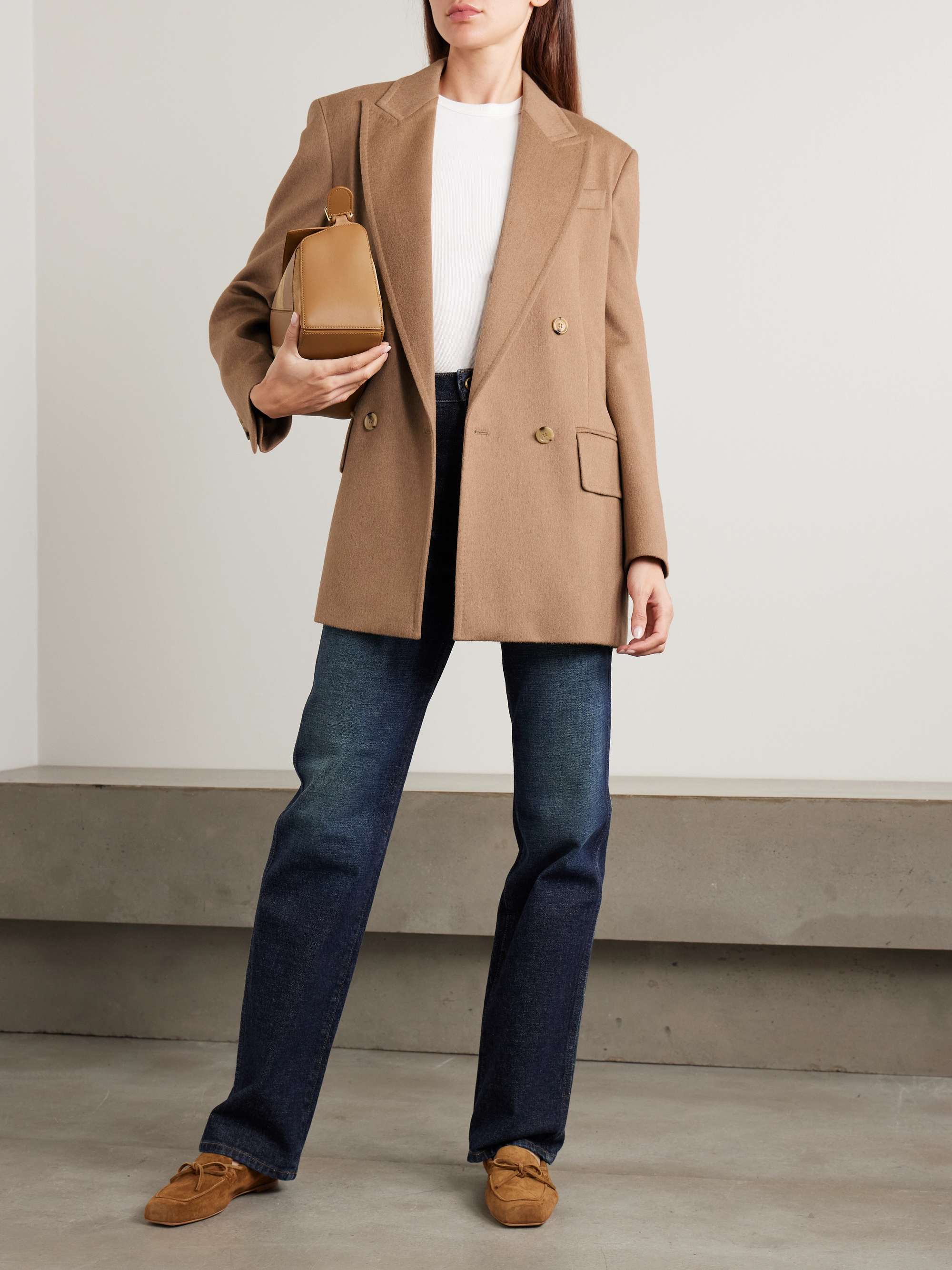 Olimpia Double-Breasted Camel Hair Blazer