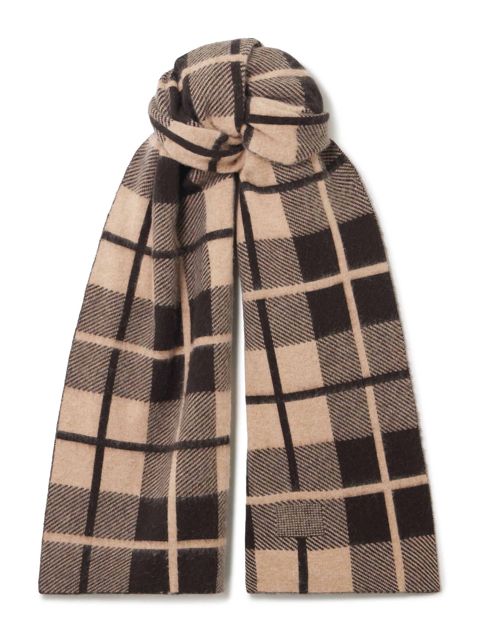Guest in Residence, Checked Brushed Wool and Cashmere-Blend Scarf