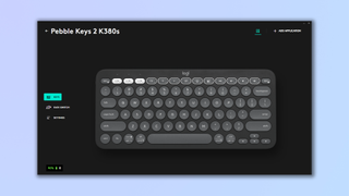 Screenshot of the Logi Options+ app, with the Pebble Keys 2 connected