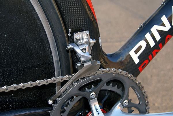 A SRAM Red front derailleur is fitted up front&hellip; but chances are the chain will reside almost exclusively in the big ring.
