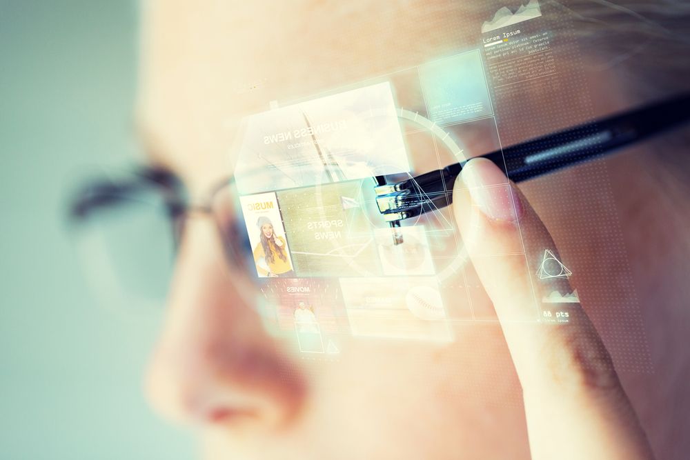 Somebody wearing smart augmented reality (AR) glasses