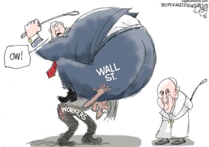Political Cartoon U.S. Pope Capitalism 2016