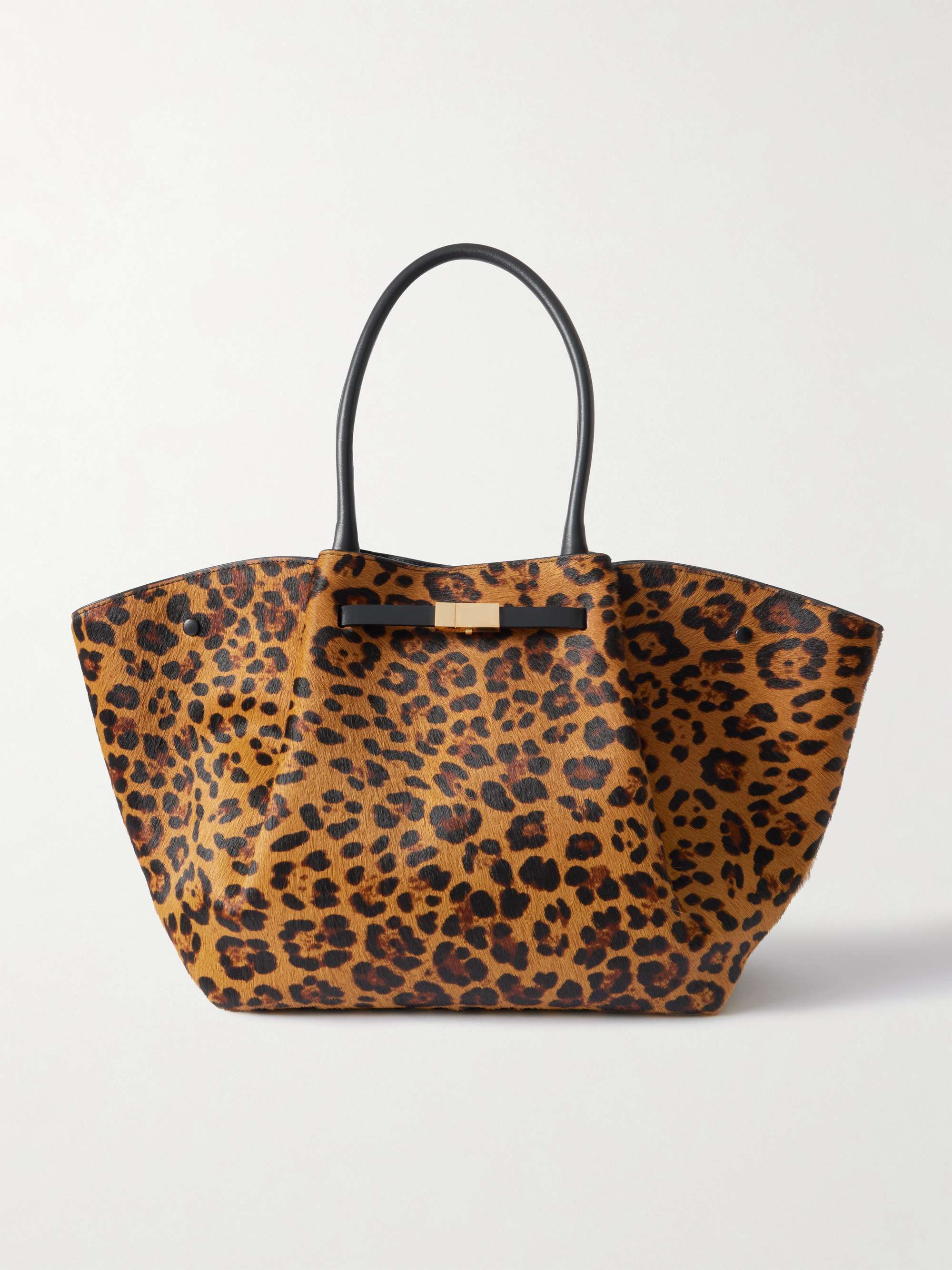 New York Large Leopard-Print Suede Tote