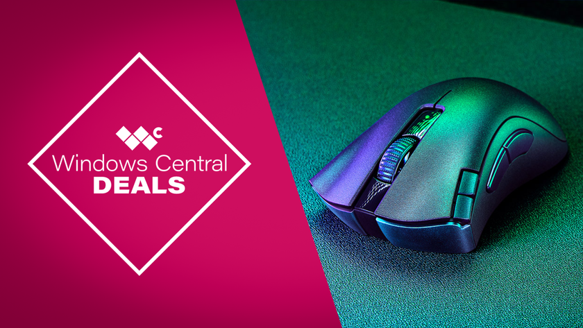 Windows Central deals banner showing the Razer DeathAdder V2 X HyperSpeed wireless gaming mouse.