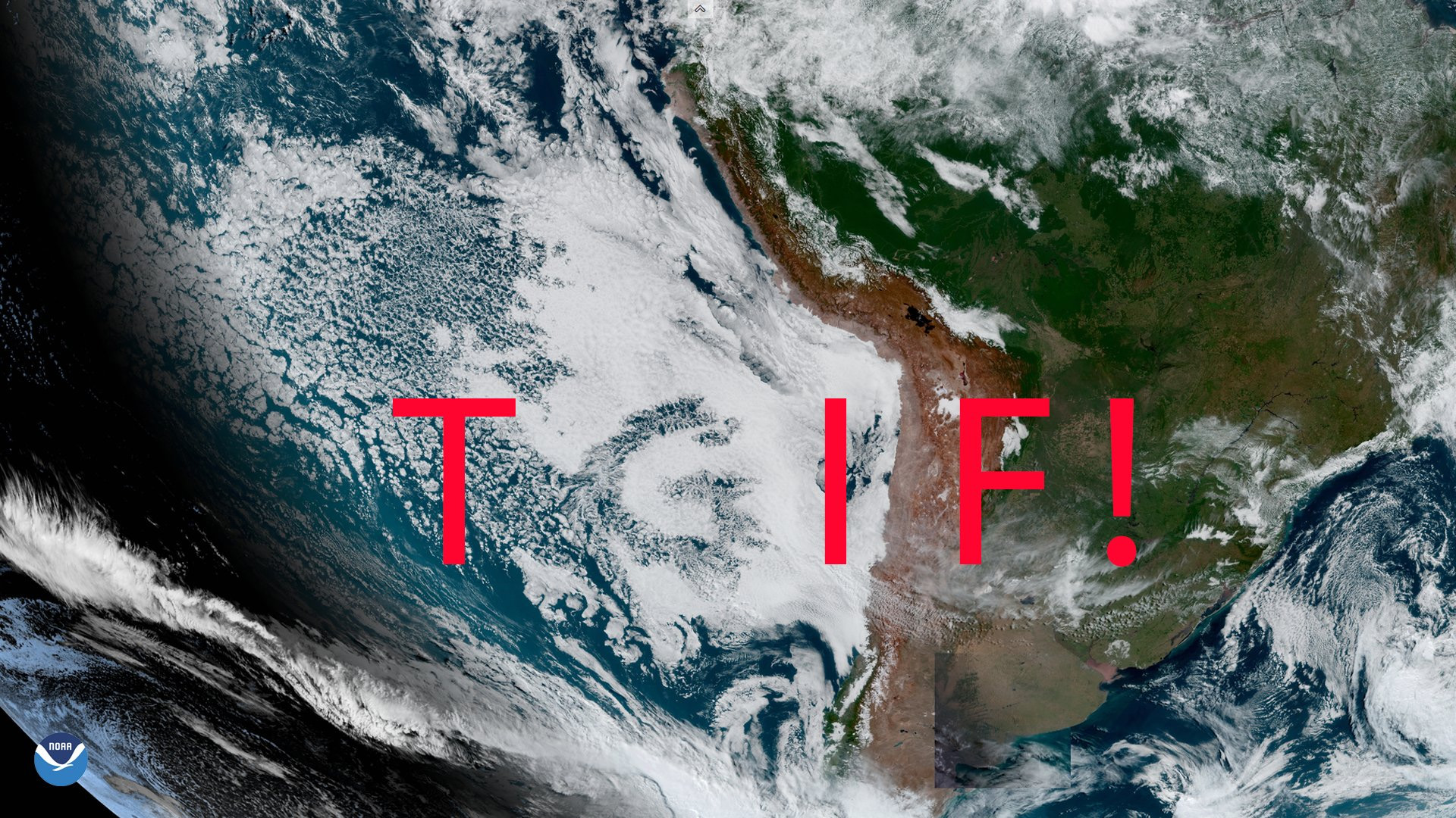 NOAA made a TGIF message from the letter G spotted in Earth's clouds.