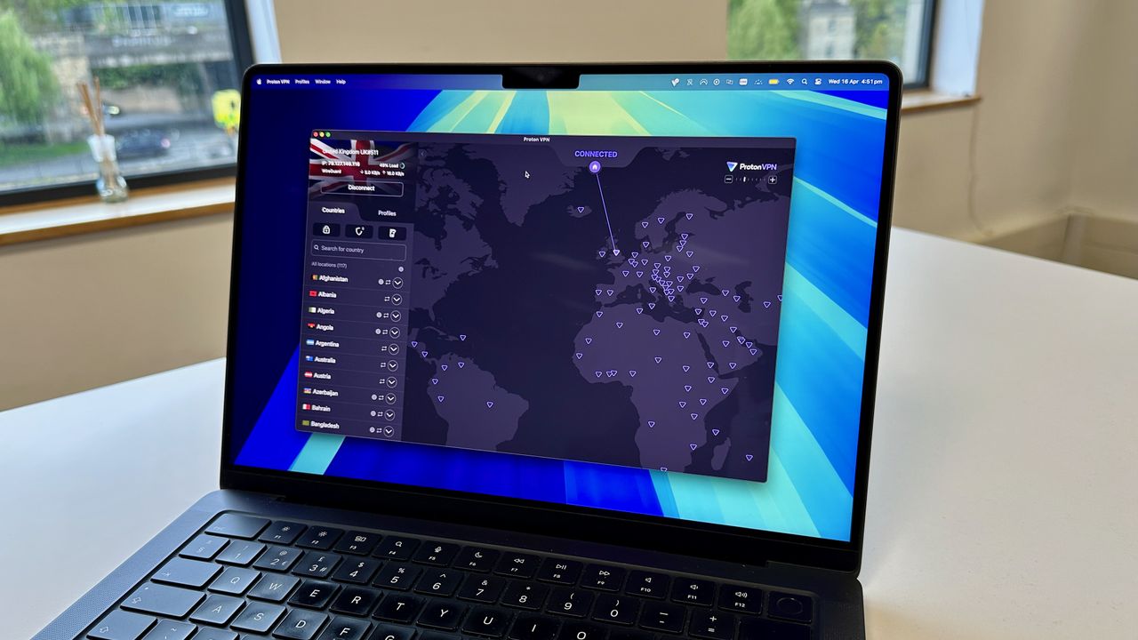 Proton VPN's homepage on its macOS app.
